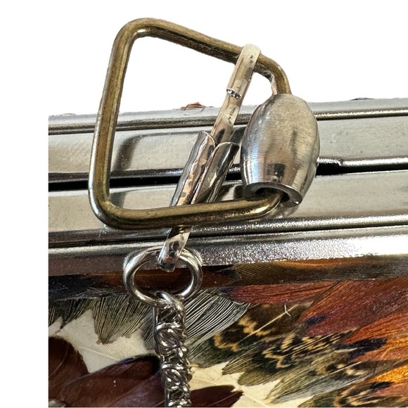 VINTAGE (60s) EXOTIC PEACOCK  FEATHER CLUTCH - GORGEOUS! - Picture 12 of 13